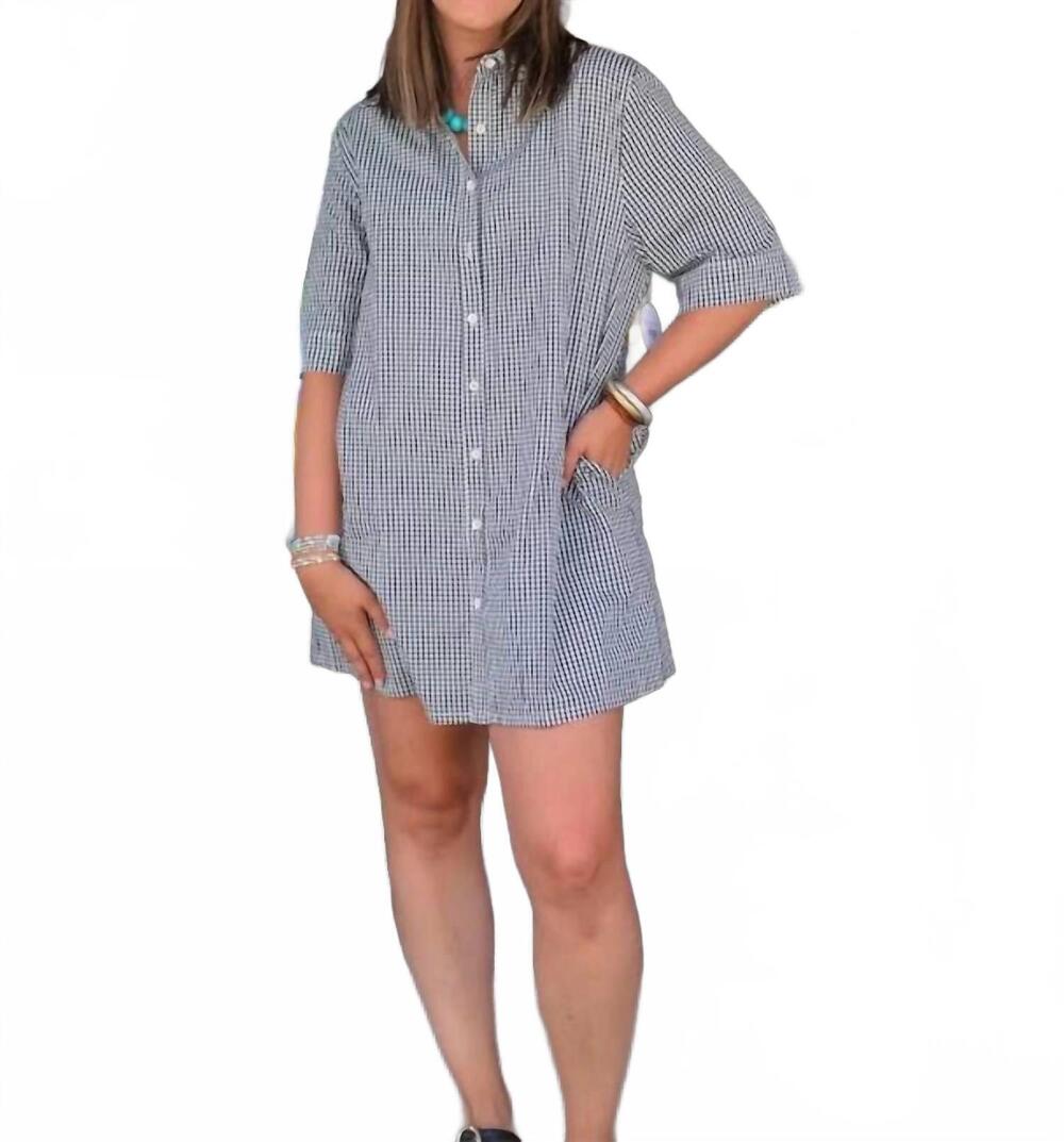 NEW KARLIE check shirt dress in black